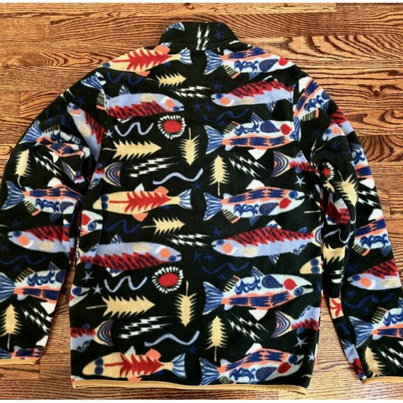 NWT Patagonia Synchilla Snap-T Mens Old Growth Green Salmon Energy size S FISH - Picture 5 of 5